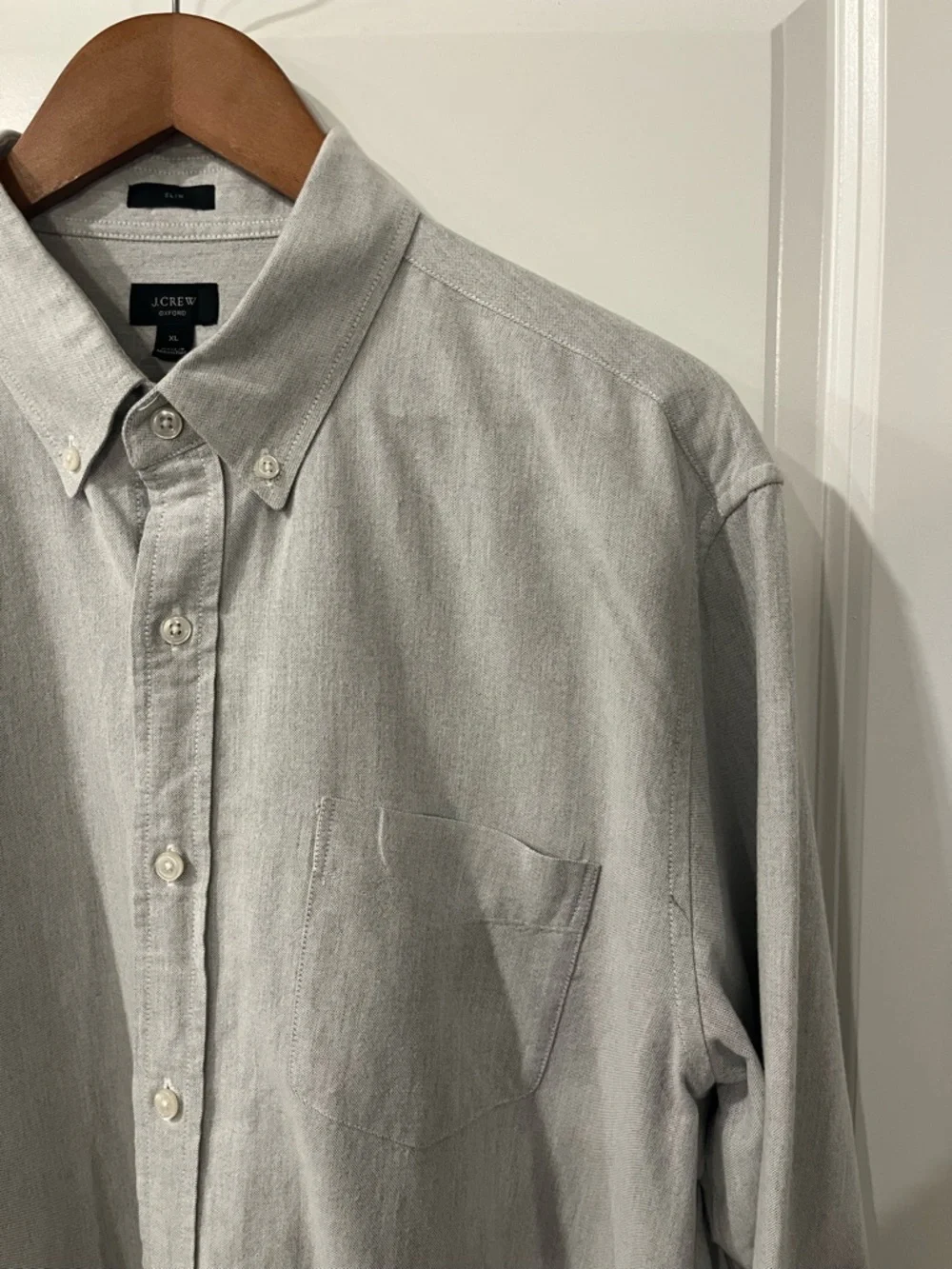 J. Crew Men's Light Gray Button-Down Oxford Shirt